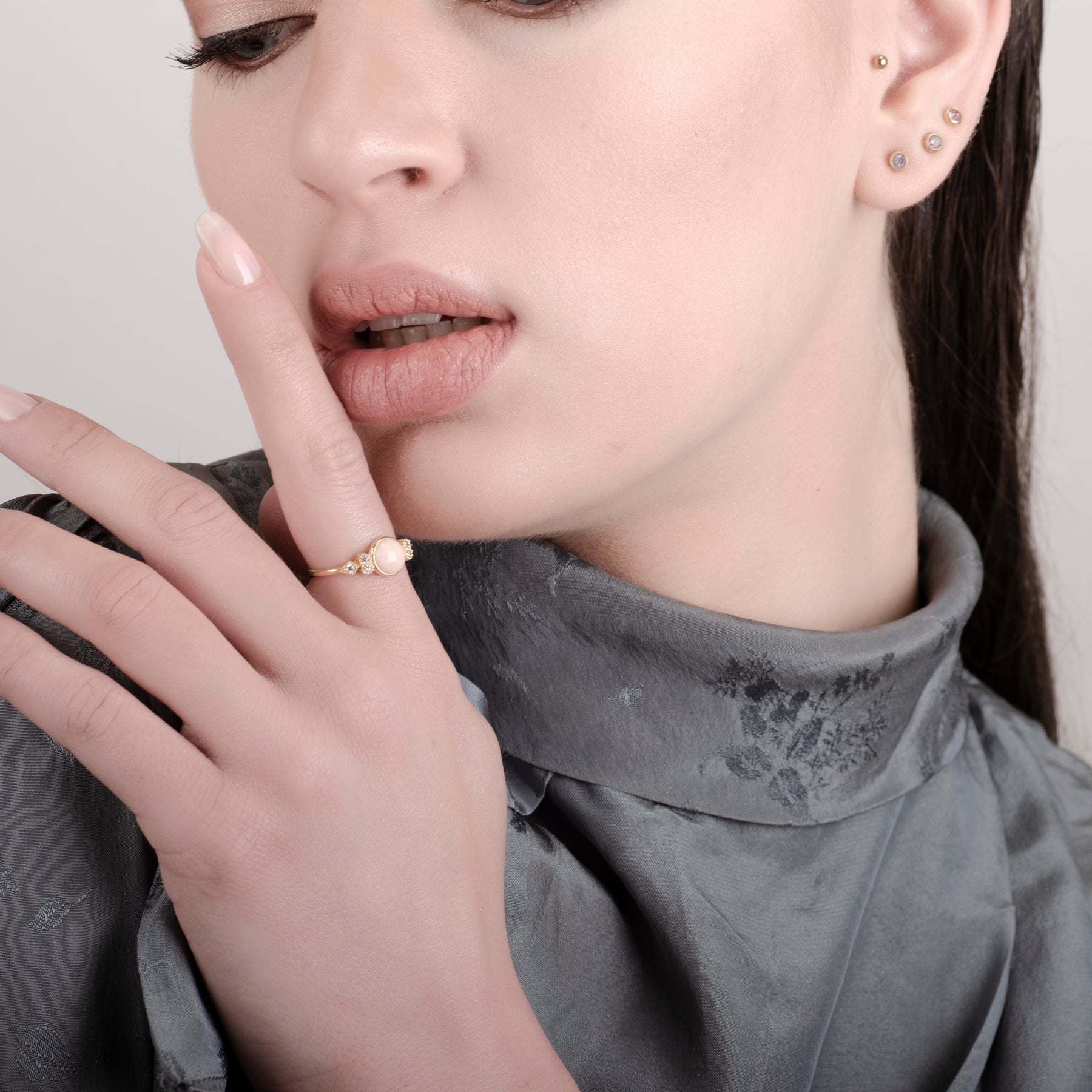 Eleanor Pink Opal 24K Gold Ring - Gold Vermeil Ring - Pretland | Spiritual Crystals & Jewelry
