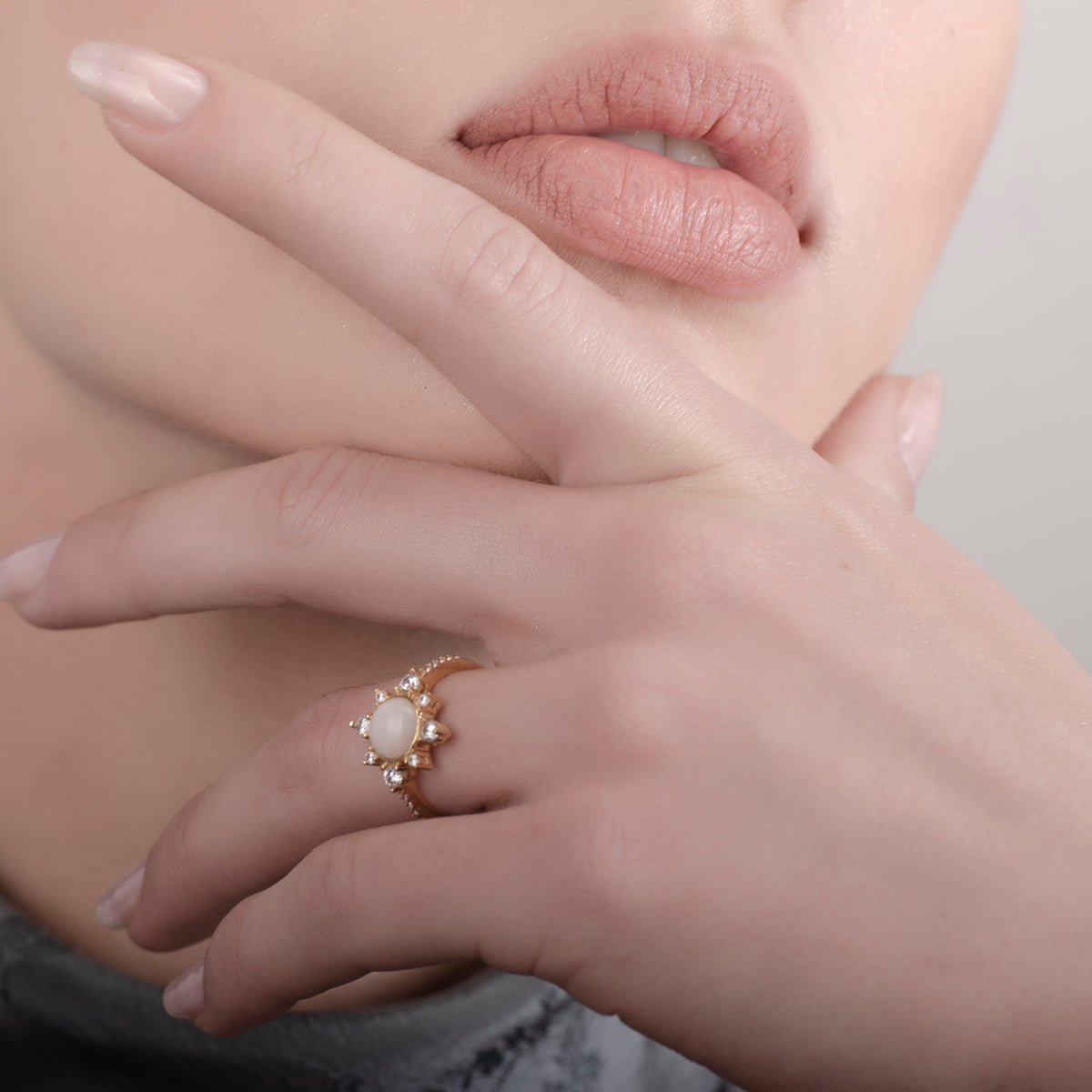 Sunshine Pink Opal 24K Gold Ring - Gold Vermeil Ring - Pretland | Spiritual Crystals & Jewelry