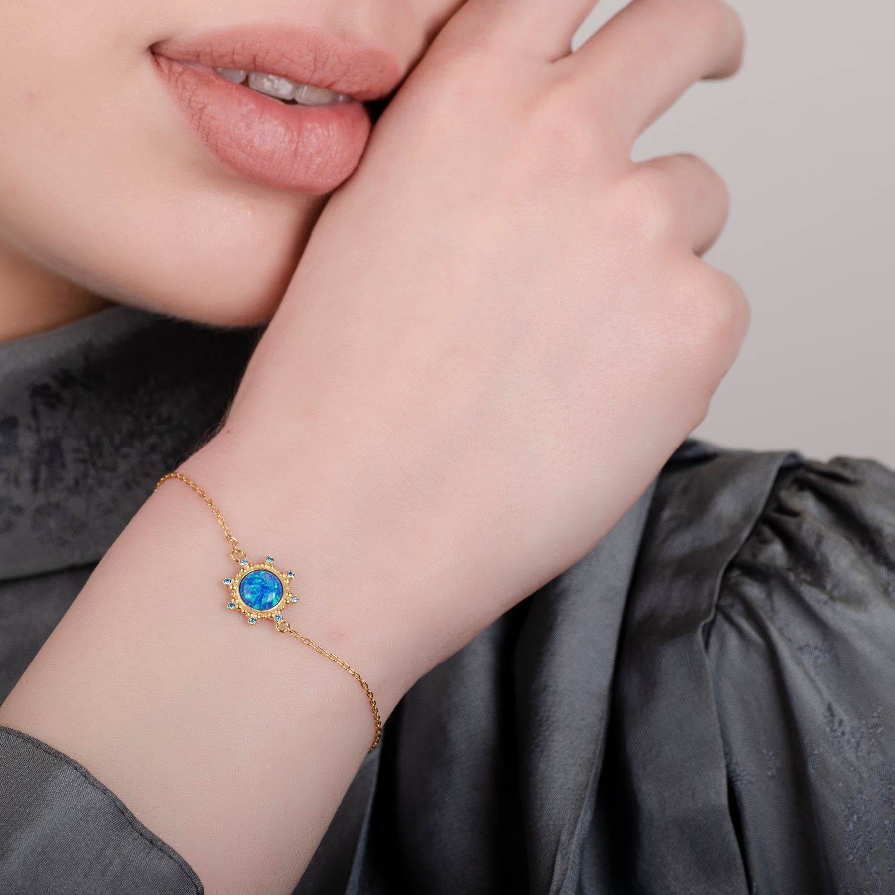 Starlight Blue Opal 24K Gold Bracelet - Gold Vermeil Bracelets - Pretland | Spiritual Crystals & Jewelry