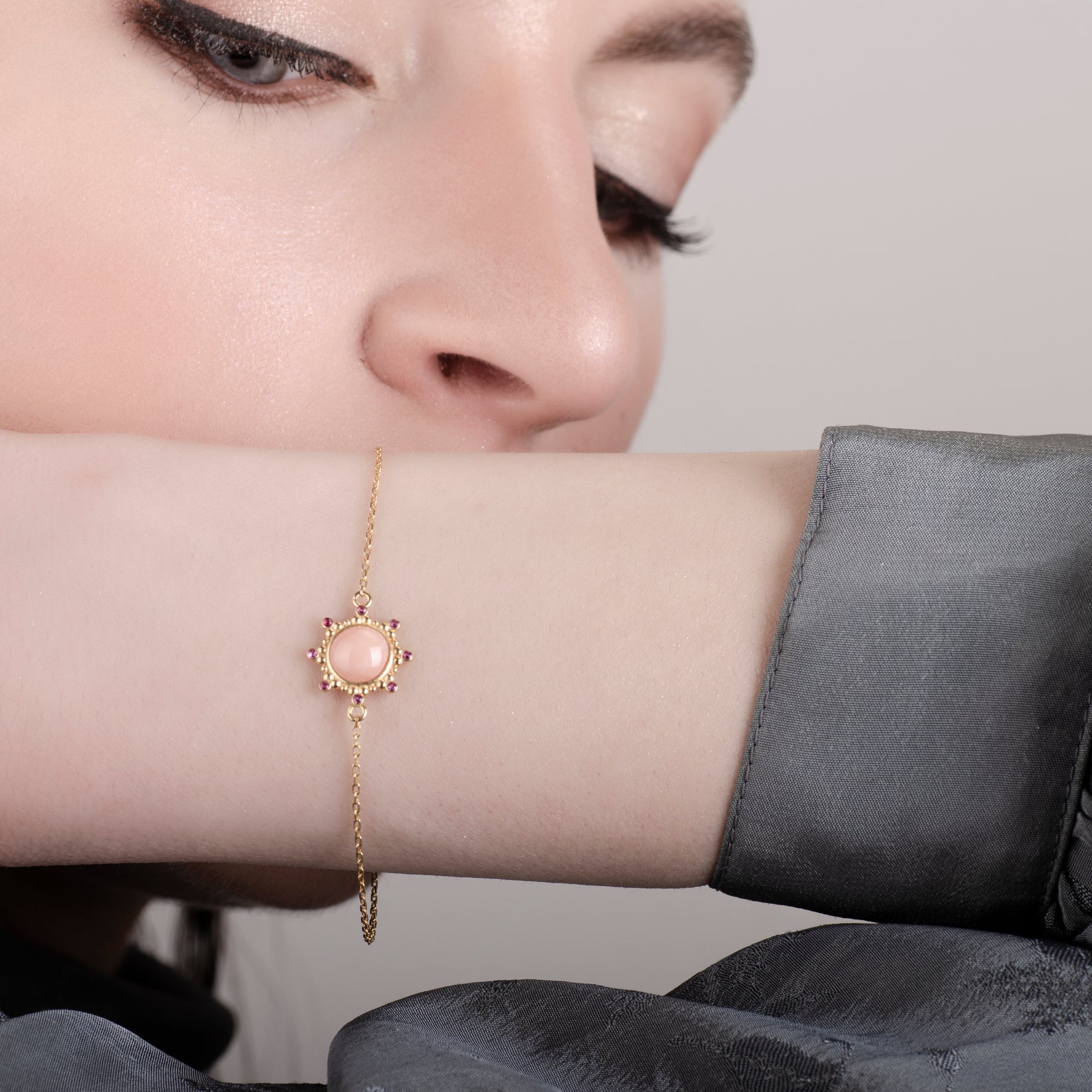 Starlight Pink Opal 24K Gold Bracelet - Gold Vermeil Bracelets - Pretland | Spiritual Crystals & Jewelry