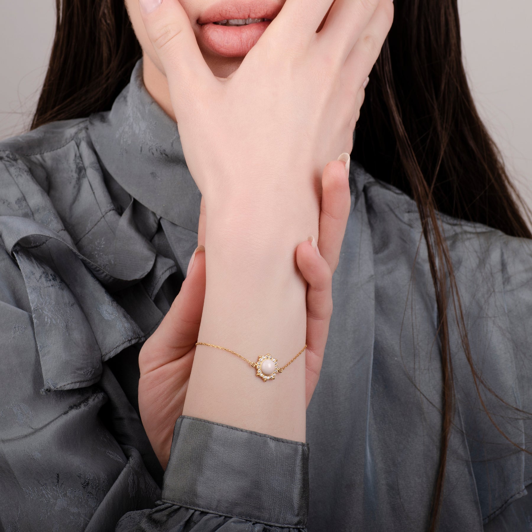 Sun Pink Opal 24K Gold Bracelet - Gold Vermeil Bracelets - Pretland | Spiritual Crystals & Jewelry