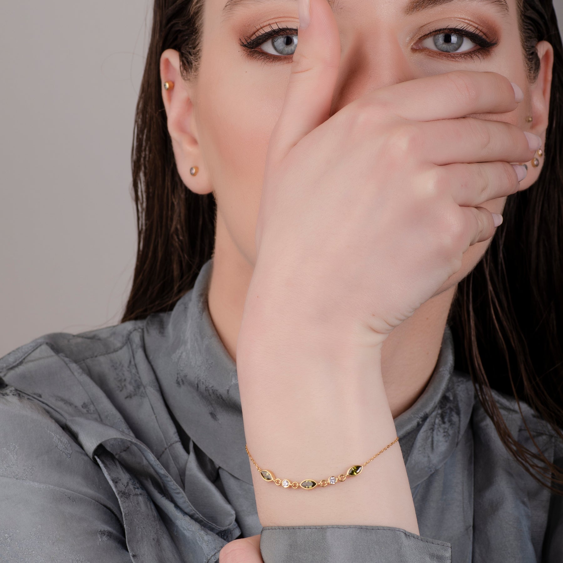 Vivian Green Quartz 24K Gold Bracelet - Gold Vermeil Bracelets - Pretland | Spiritual Crystals & Jewelry