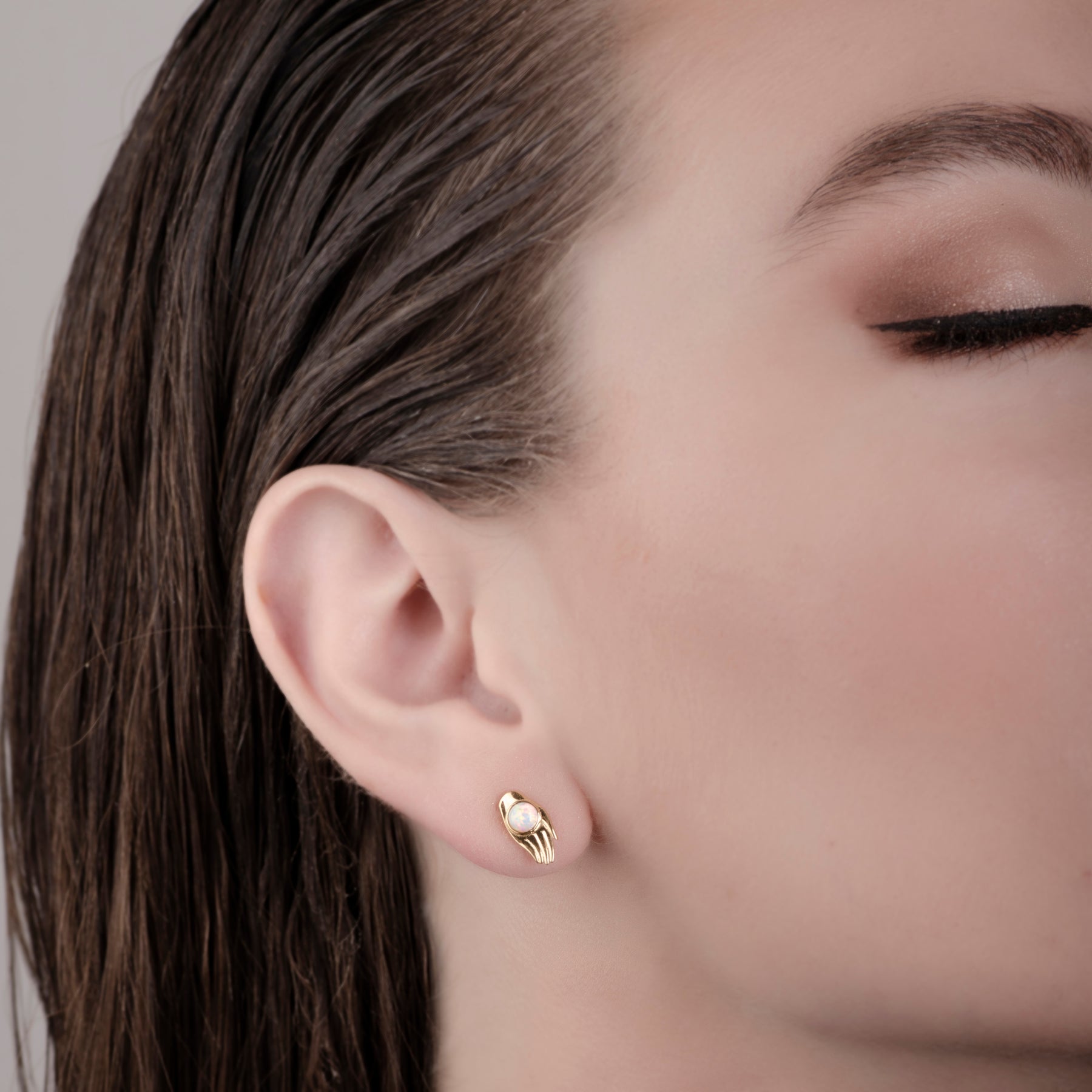 Hamsa Opal 24K Gold Earrings - Gold Vermeil Earrings - Pretland | Spiritual Crystals & Jewelry