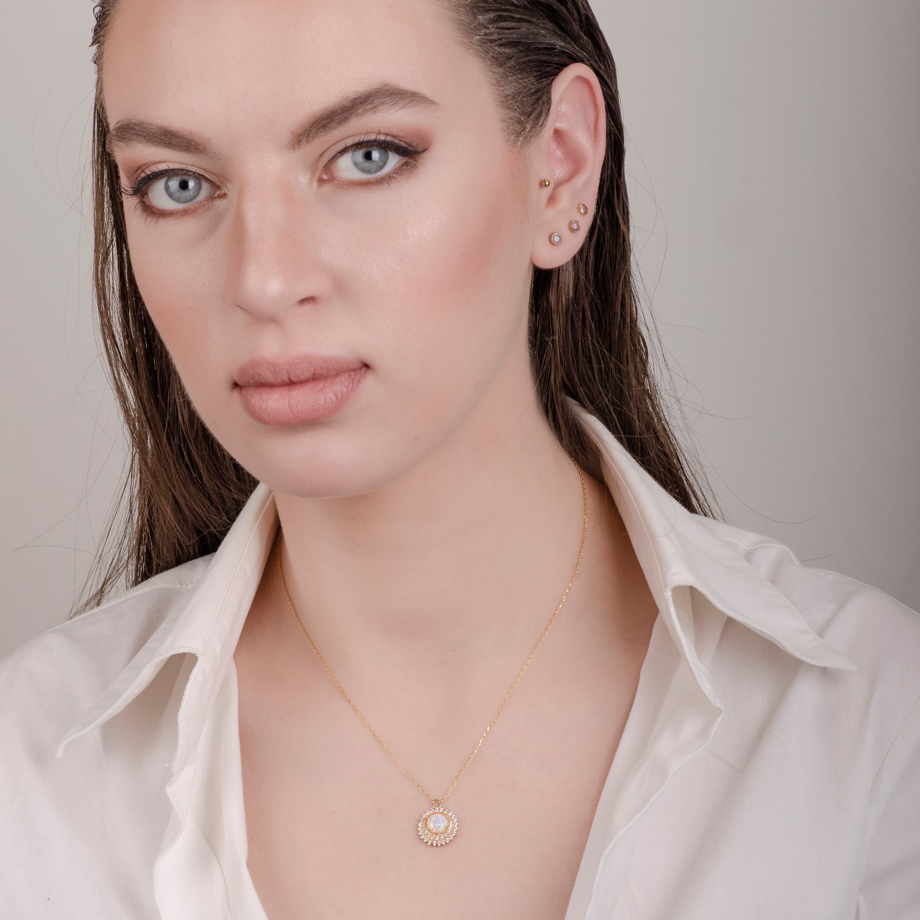 Sun White Opal 24K Gold Necklace - Gold Vermeil Necklace - Pretland | Spiritual Crystals & Jewelry