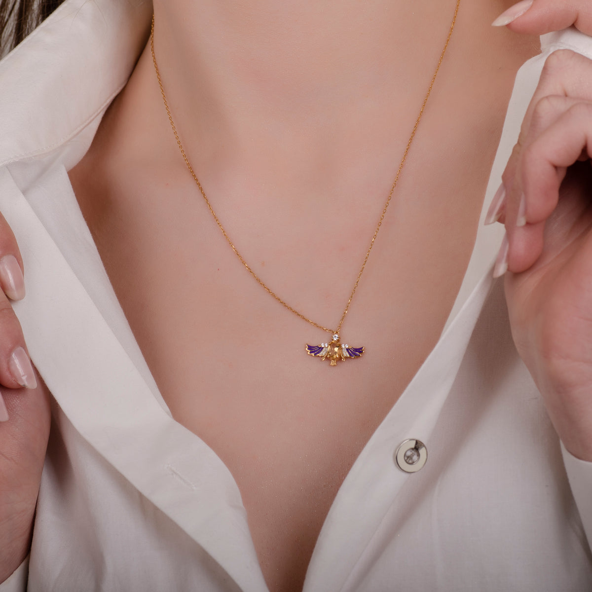 Phoenix Citrine 24K Gold Necklace - Gold Vermeil Necklace - Pretland | Spiritual Crystals & Jewelry