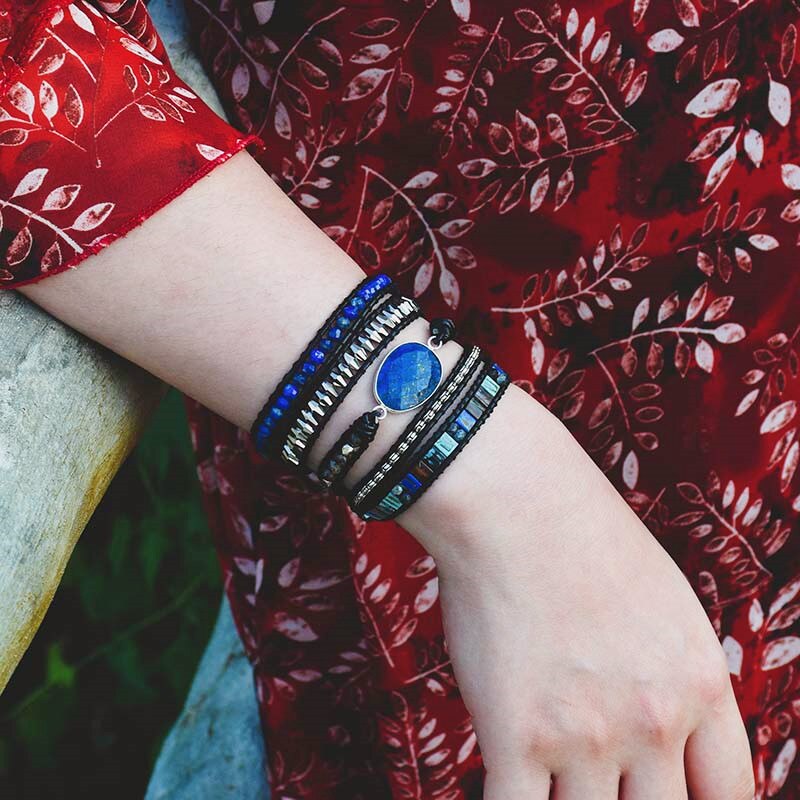 Luminous Lapis Protection Bracelet - Wrap Bracelets - Pretland | Spiritual Crystals & Jewelry