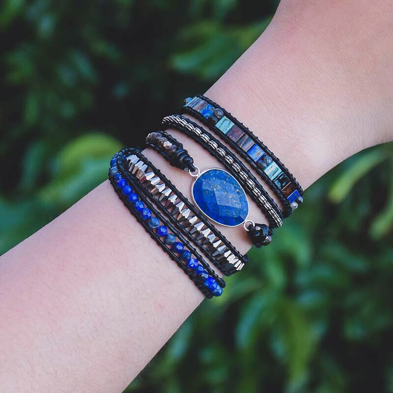 Luminous Lapis Protection Bracelet - Wrap Bracelets - Pretland | Spiritual Crystals & Jewelry