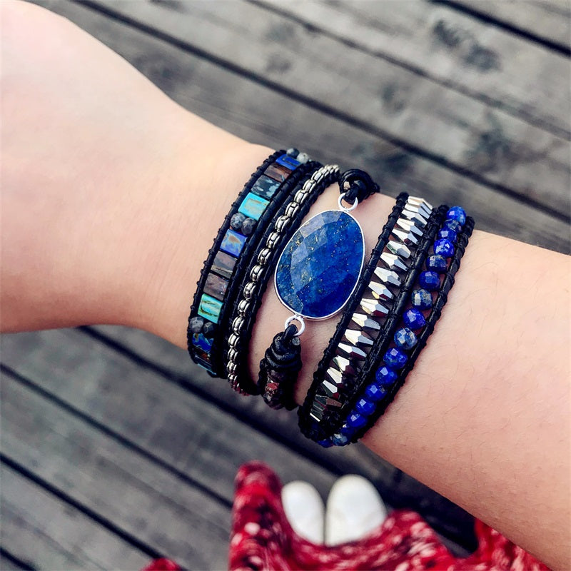 Luminous Lapis Protection Bracelet - Wrap Bracelets - Pretland | Spiritual Crystals & Jewelry