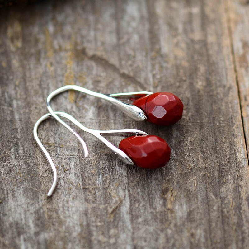 Red Jasper Drop Earrings - Earrings - Pretland | Spiritual Crystals & Jewelry