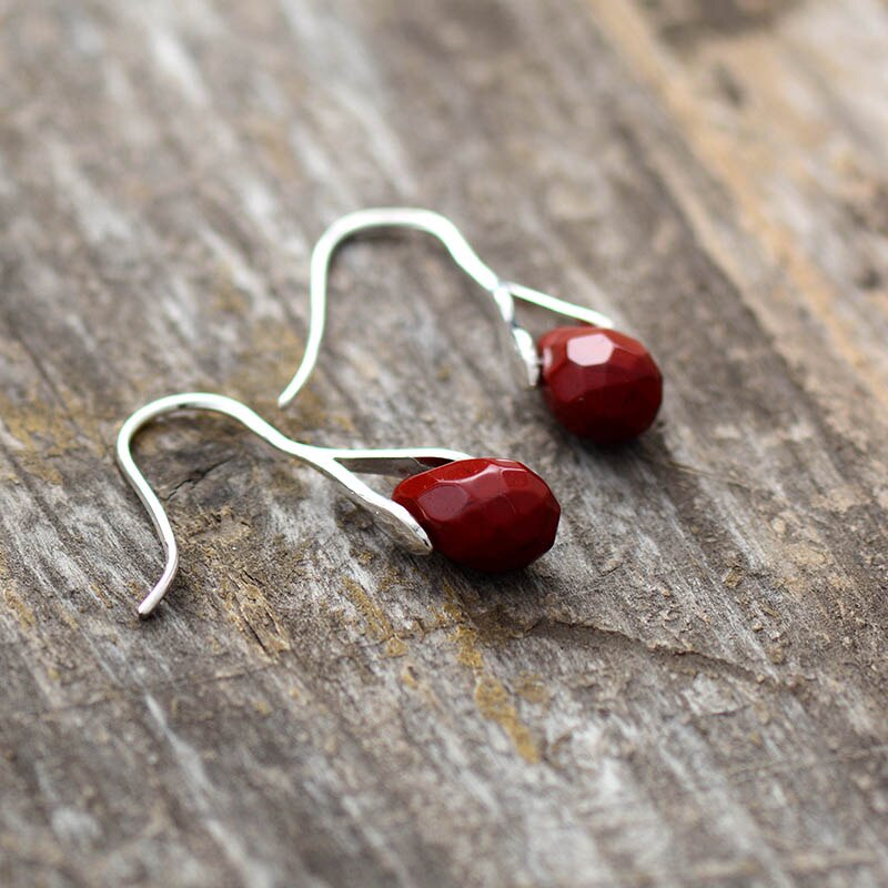 Red Jasper Drop Earrings - Earrings - Pretland | Spiritual Crystals & Jewelry