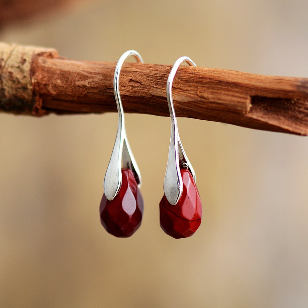 Red Jasper Drop Earrings - Earrings - Pretland | Spiritual Crystals & Jewelry