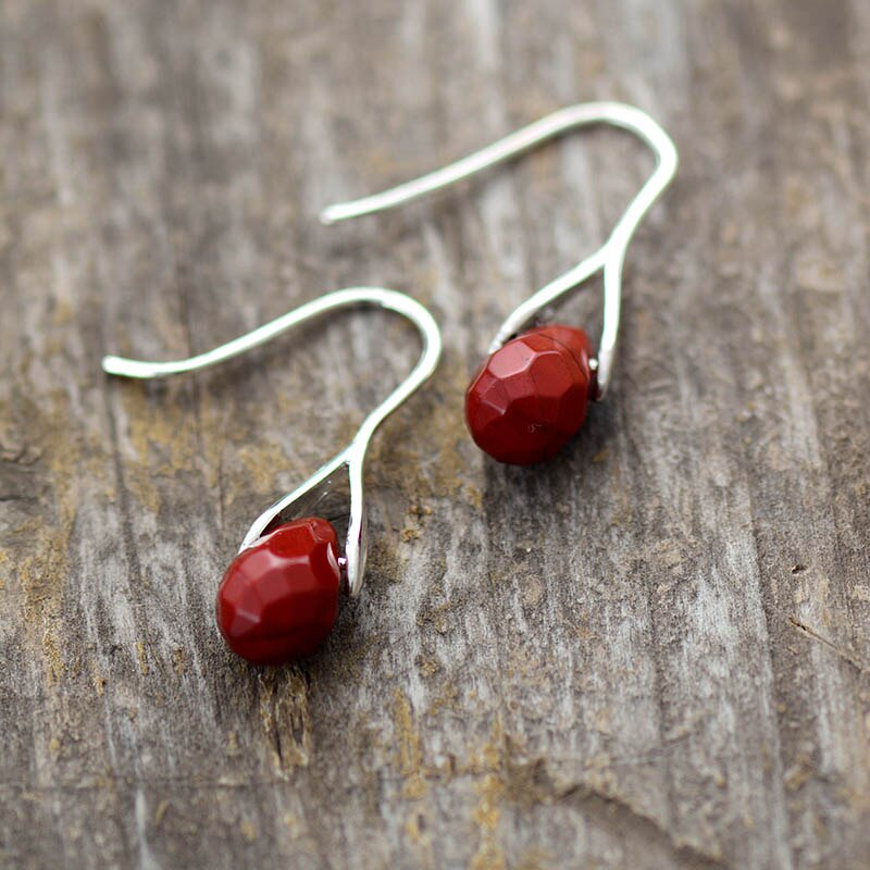 Red Jasper Drop Earrings - Earrings - Pretland | Spiritual Crystals & Jewelry