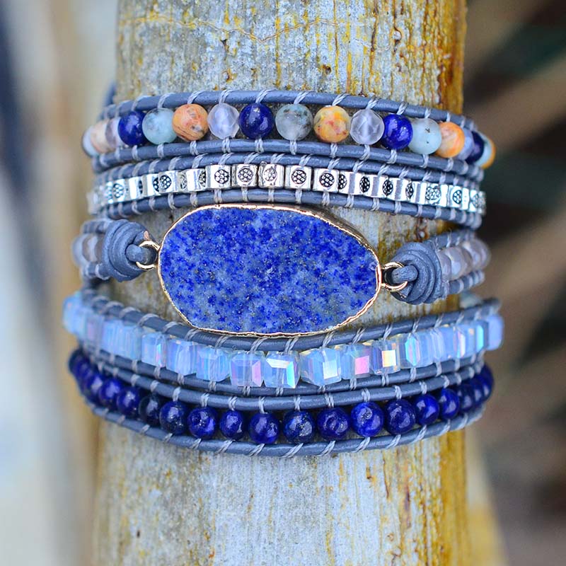 Ocean Desire Lapis Lazuli Bracelet - Wrap Bracelets - Pretland | Spiritual Crystals & Jewelry