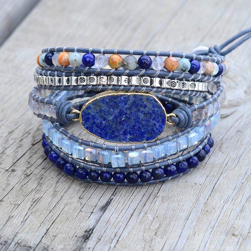 Ocean Desire Lapis Lazuli Bracelet - Wrap Bracelets - Pretland | Spiritual Crystals & Jewelry