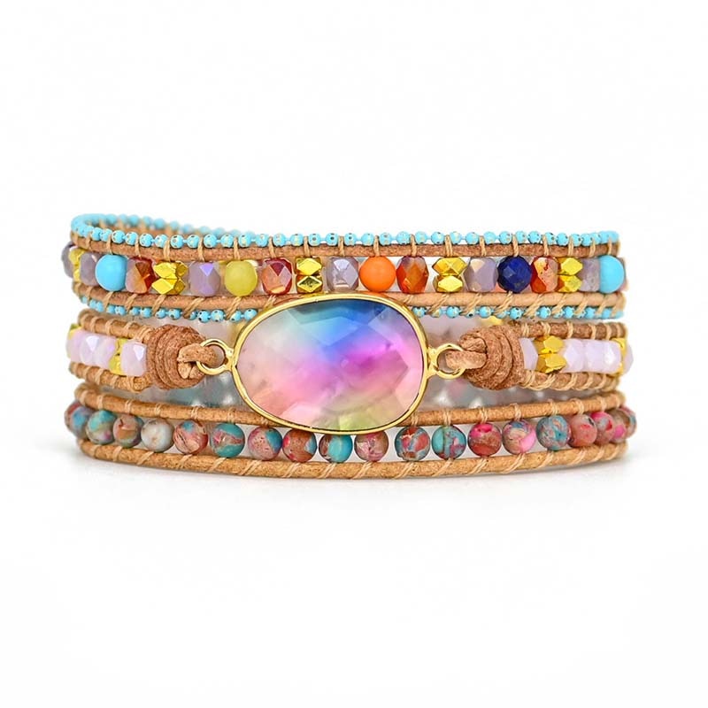Lapis Lazuli Rainbow Healing Bracelet - Wrap Bracelets - Pretland | Spiritual Crystals & Jewelry