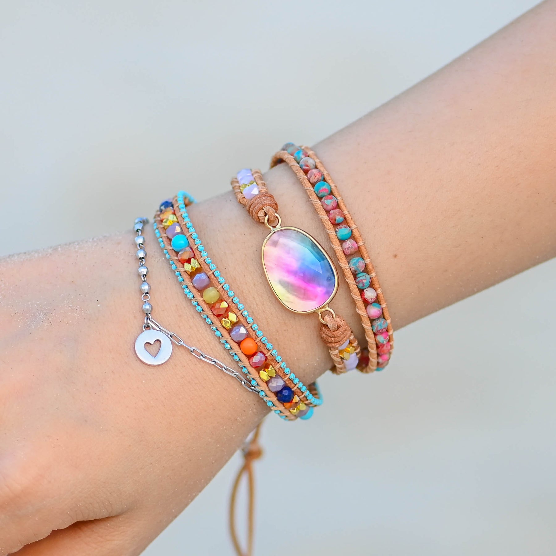 Lapis Lazuli Rainbow Healing Bracelet - Wrap Bracelets - Pretland | Spiritual Crystals & Jewelry