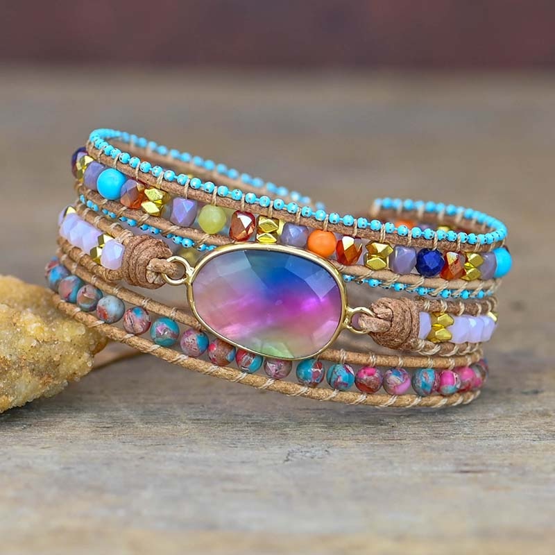 Lapis Lazuli Rainbow Healing Bracelet - Wrap Bracelets - Pretland | Spiritual Crystals & Jewelry