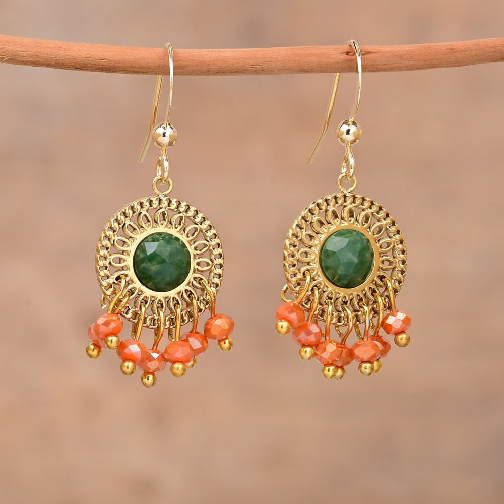 Elegant Bohemian Jade Earrings - Earrings - Pretland | Spiritual Crystals & Jewelry