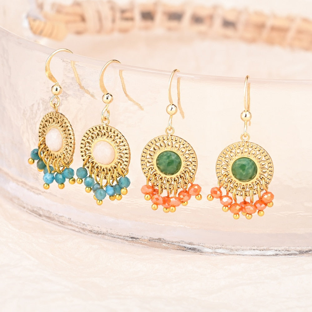 Elegant Bohemian Jade Earrings - Earrings - Pretland | Spiritual Crystals & Jewelry