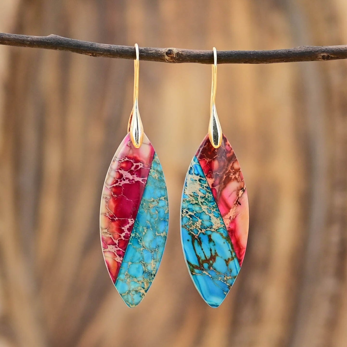 Elegant Red Leaf Emperor Earrings - Drop Earrings - Pretland | Spiritual Crystals & Jewelry