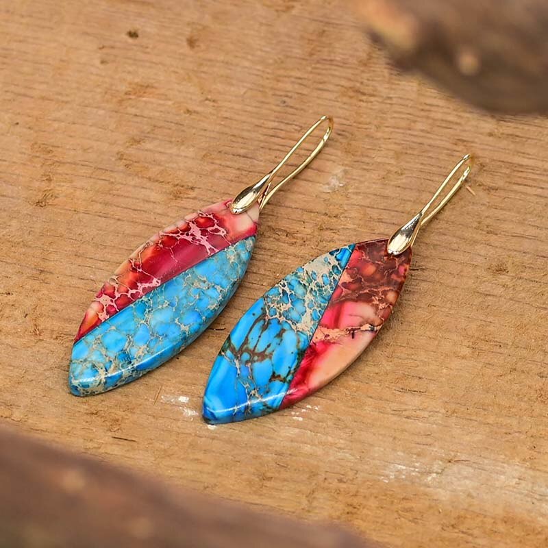 Elegant Red Leaf Emperor Earrings - Drop Earrings - Pretland | Spiritual Crystals & Jewelry