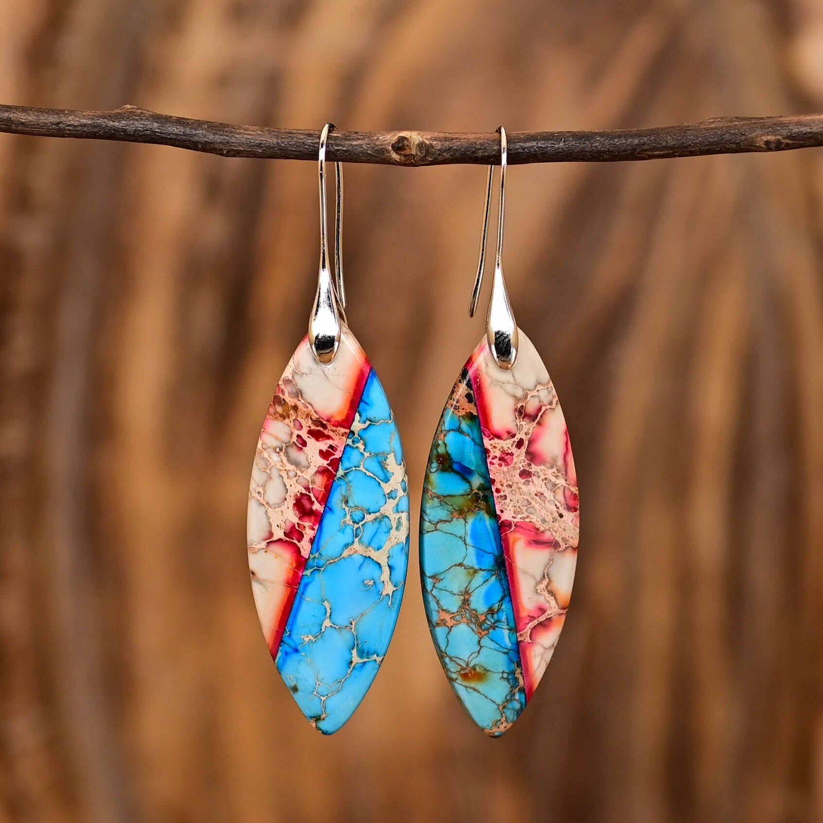 Elegant Red Leaf Emperor Earrings - Drop Earrings - Pretland | Spiritual Crystals & Jewelry