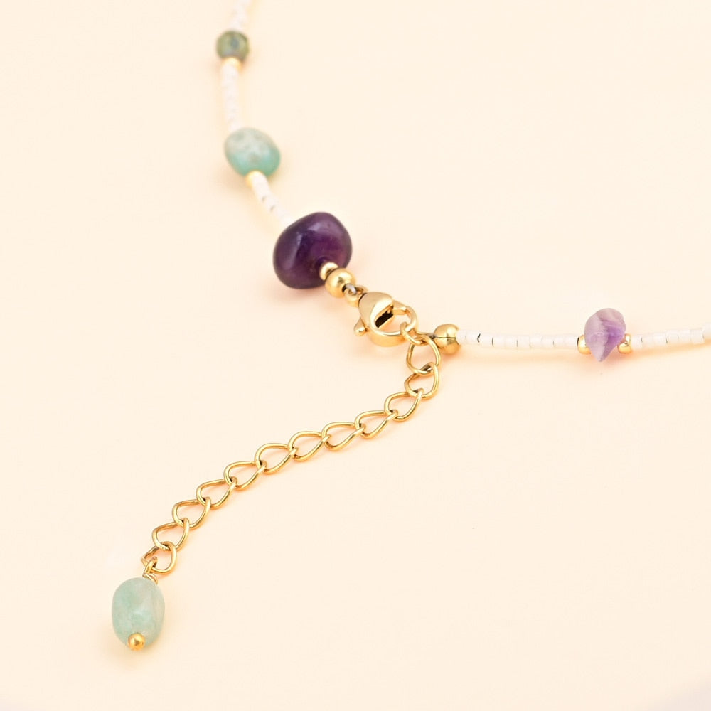 7 Chakra Heart Unisex Natural Stone Necklace - Necklaces - Pretland | Spiritual Crystals & Jewelry
