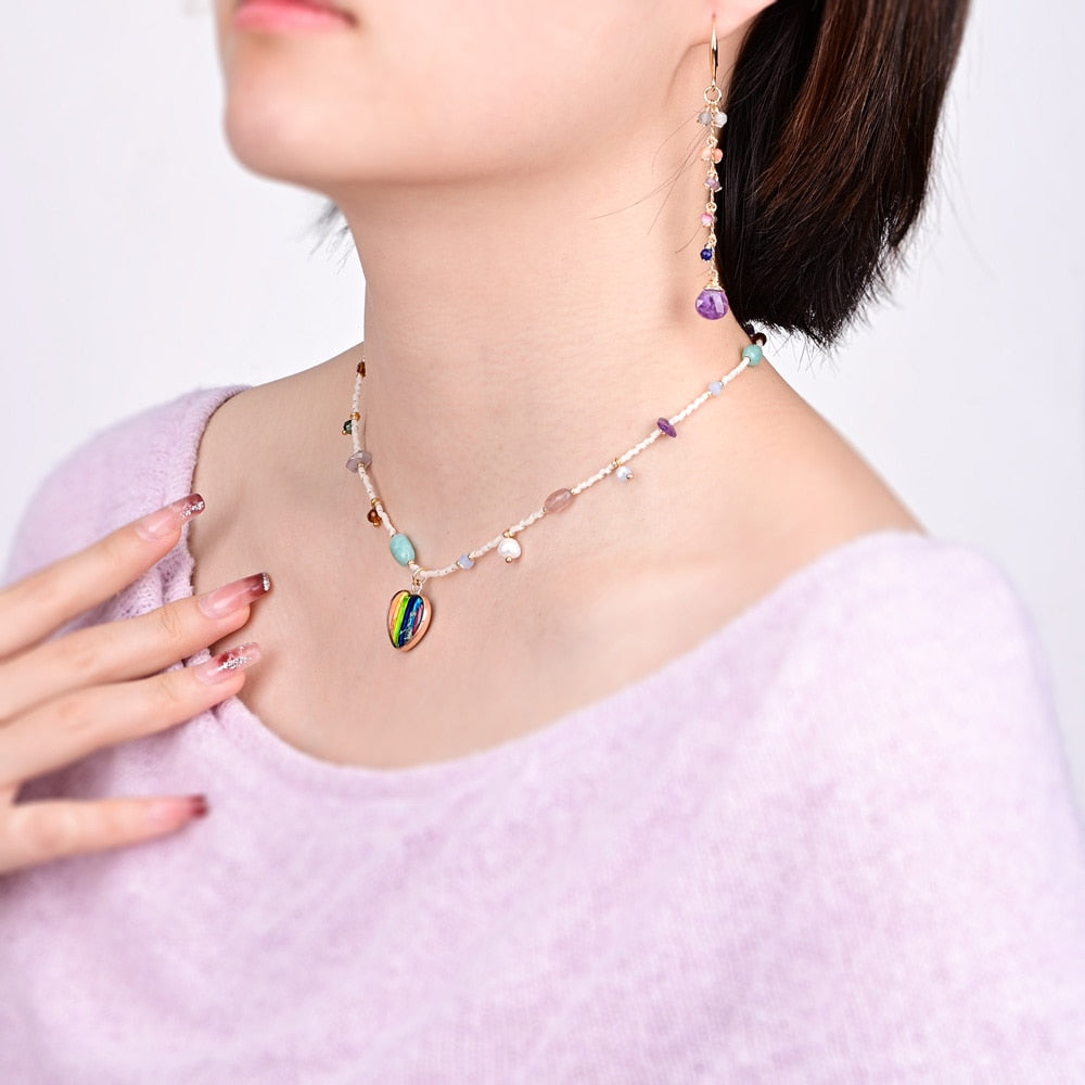7 Chakra Heart Unisex Natural Stone Necklace - Necklaces - Pretland | Spiritual Crystals & Jewelry