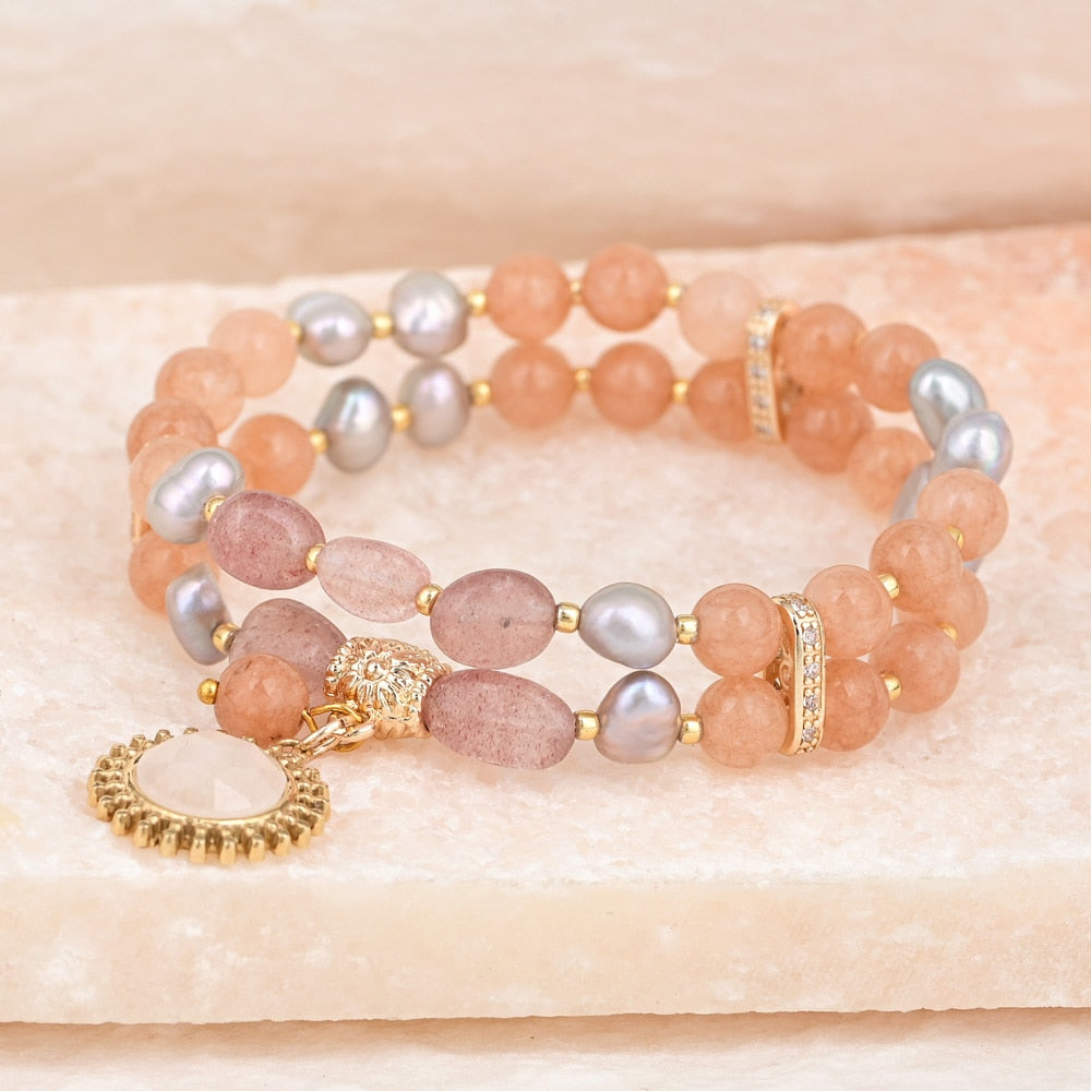 Elegant Strawberry Jade Bracelet - Bracelets - Pretland | Spiritual Crystals & Jewelry