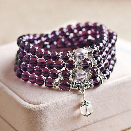 Spiritual Ethnic 108 Mala Bracelet - Amethyst - Bracelets - Pretland | Spiritual Crystals & Jewelry