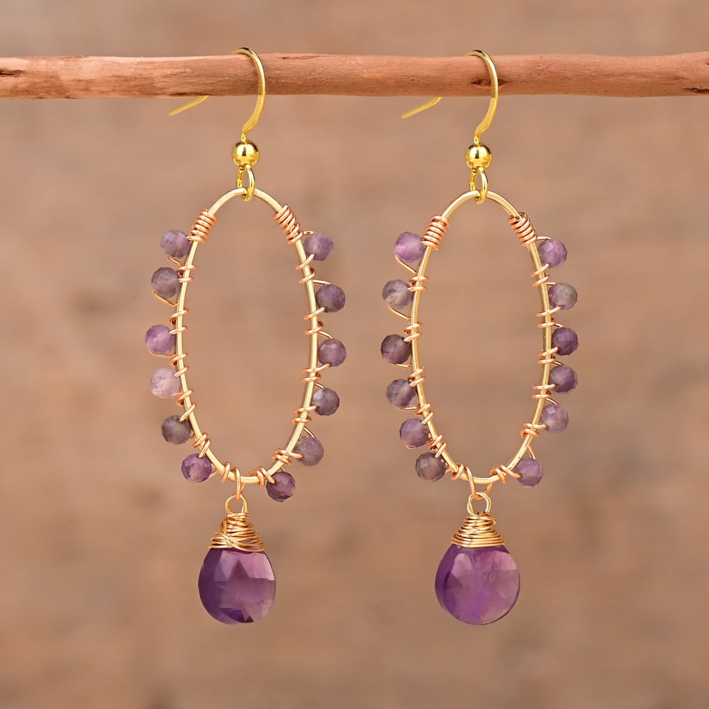 Exclusive Design Natural Stones Earrings - Earrings - Pretland | Spiritual Crystals & Jewelry