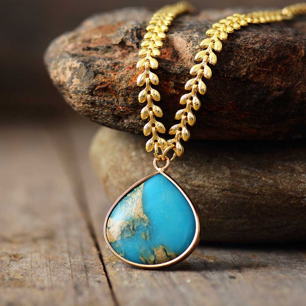Ocean Jasper Drop Necklace - Necklaces - Pretland | Spiritual Crystals & Jewelry