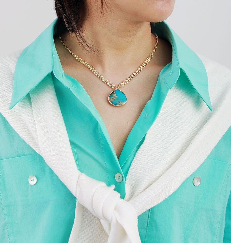 Ocean Jasper Drop Necklace - Necklaces - Pretland | Spiritual Crystals & Jewelry