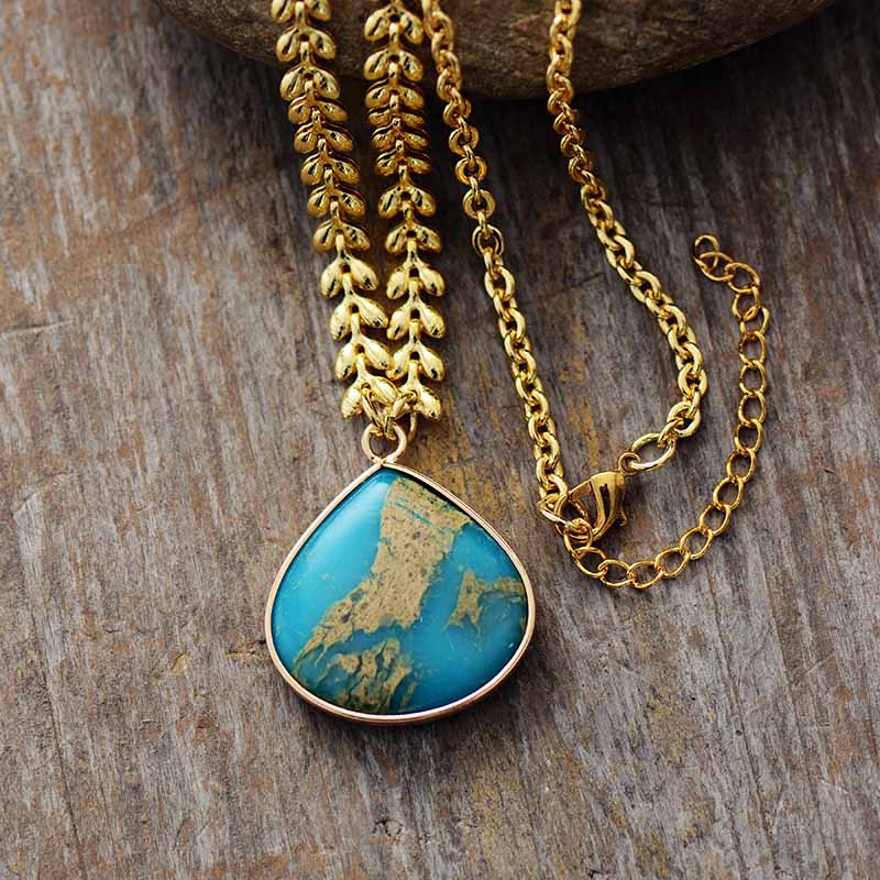 Ocean Jasper Drop Necklace - Necklaces - Pretland | Spiritual Crystals & Jewelry