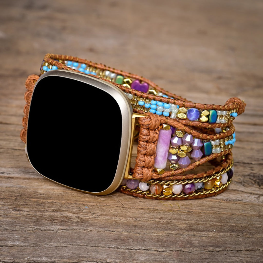 Ethnic Purple Jasper Fitbit Watch Strap - Fitbit Watch Straps - Pretland | Spiritual Crystals & Jewelry