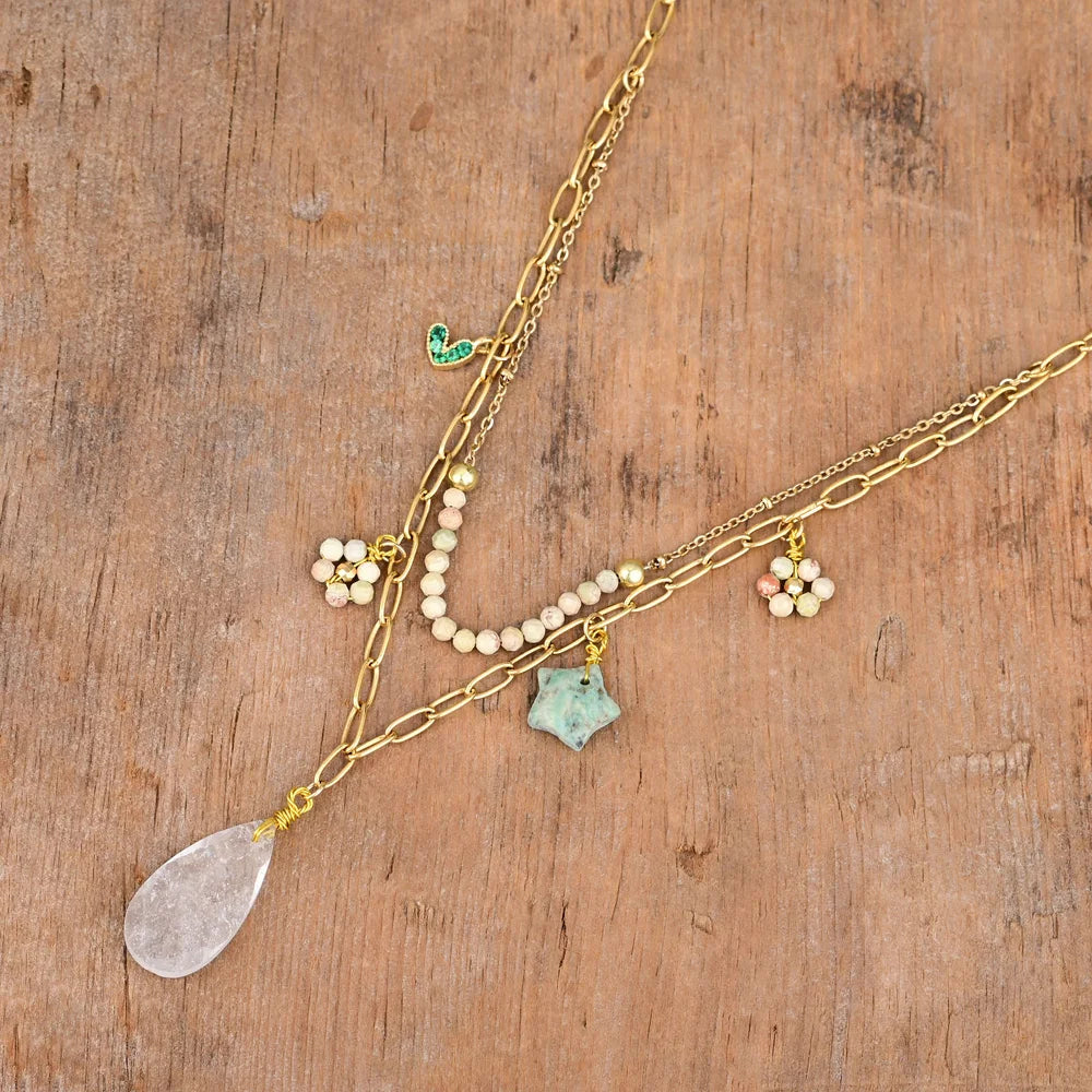 Boho Elegant White Quartz Necklace