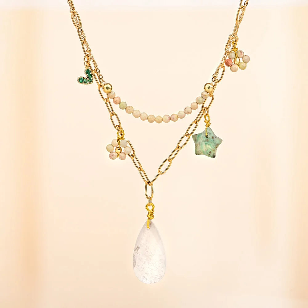 Boho Elegant White Quartz Necklace