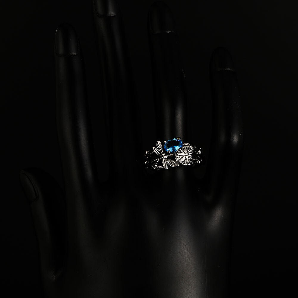 Dragonfly Lotus Ring - Rings - Pretland | Spiritual Crystals & Jewelry