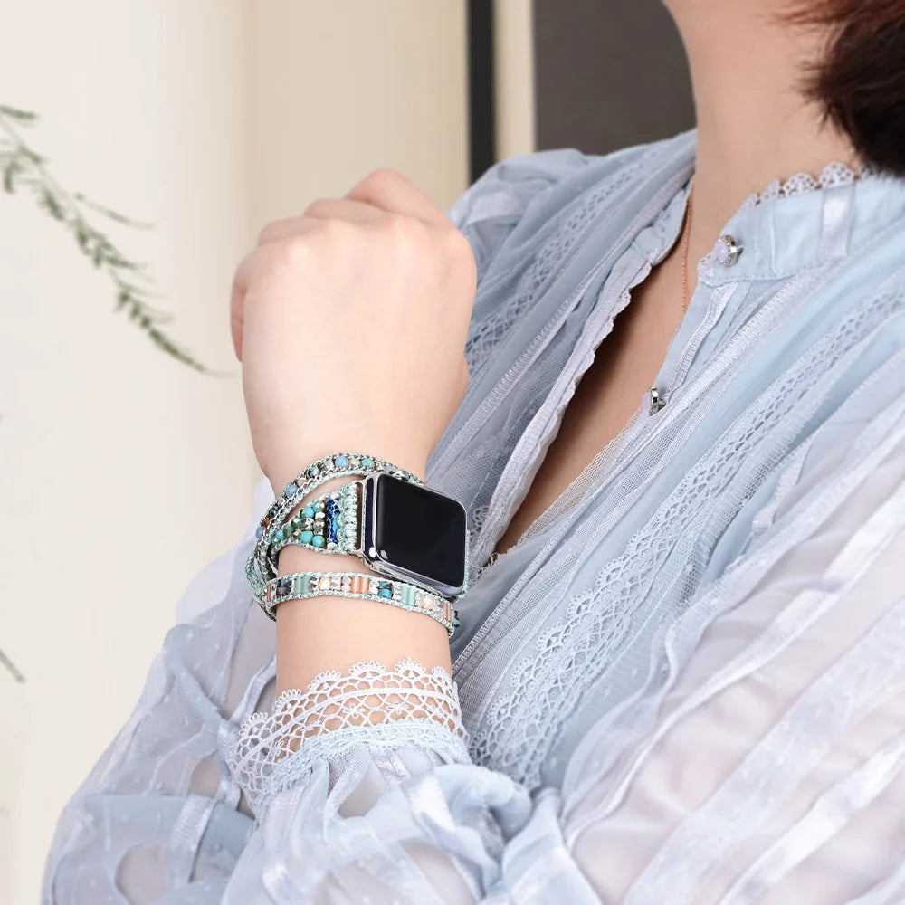 Bohemian Mint Green Crystal Apple Watch Strap