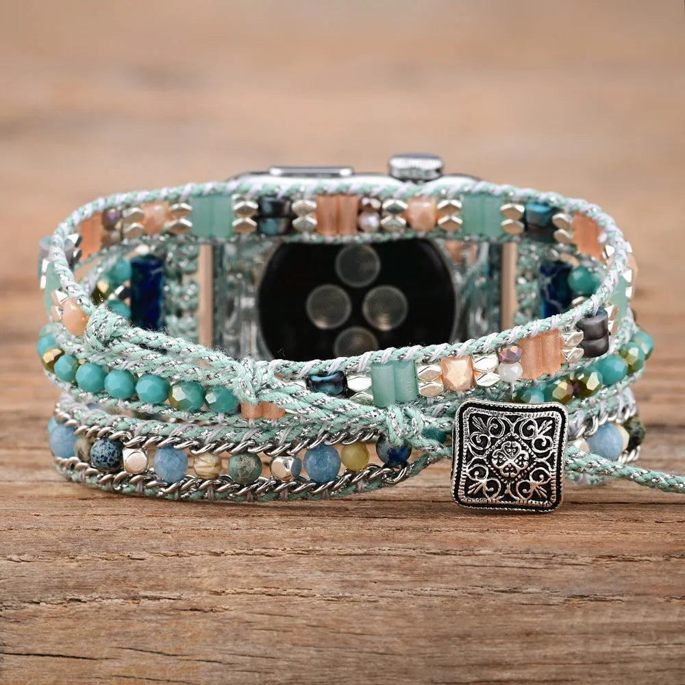 Bohemian Mint Green Crystal Apple Watch Strap