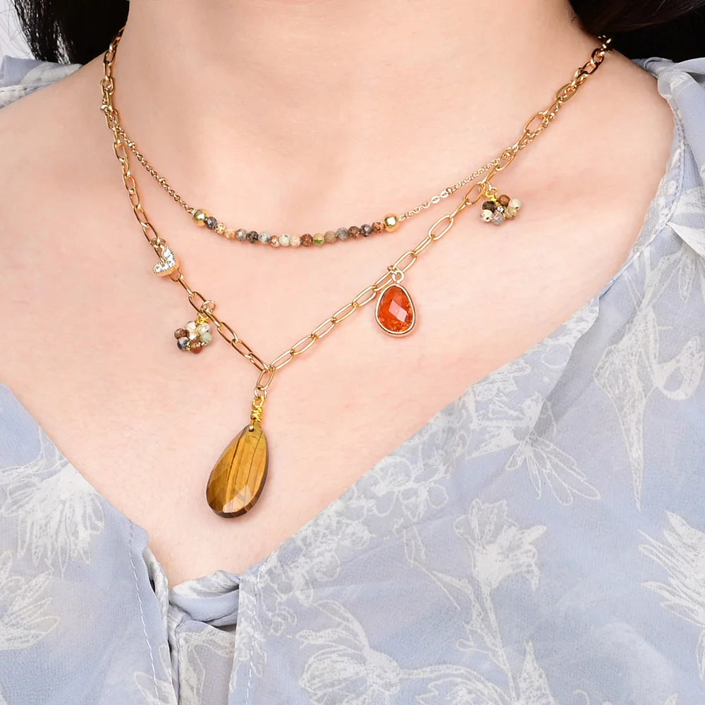 Boho Elegant Tiger-Eye Chain Necklace