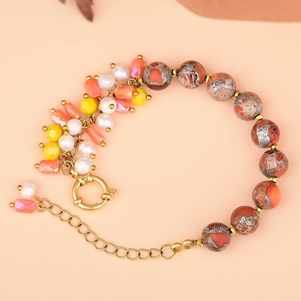 Retro Design Jasper Flowing Bracelet - Bracelets - Pretland | Spiritual Crystals & Jewelry