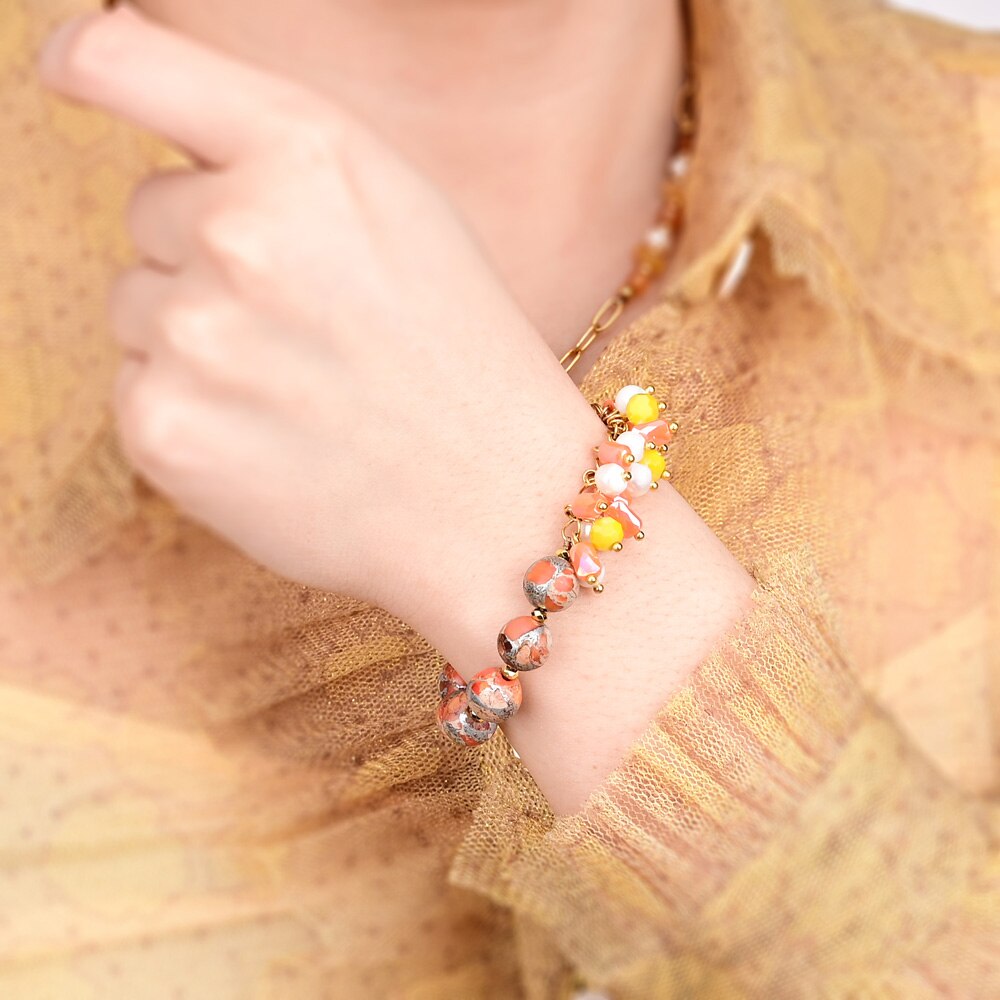 Retro Design Jasper Flowing Bracelet - Bracelets - Pretland | Spiritual Crystals & Jewelry