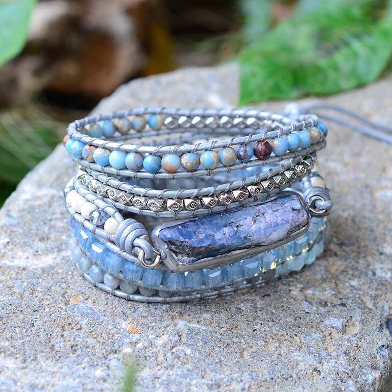 Spirit Jasper & Amazonite Protection Bracelet - Wrap Bracelets - Pretland | Spiritual Crystals & Jewelry