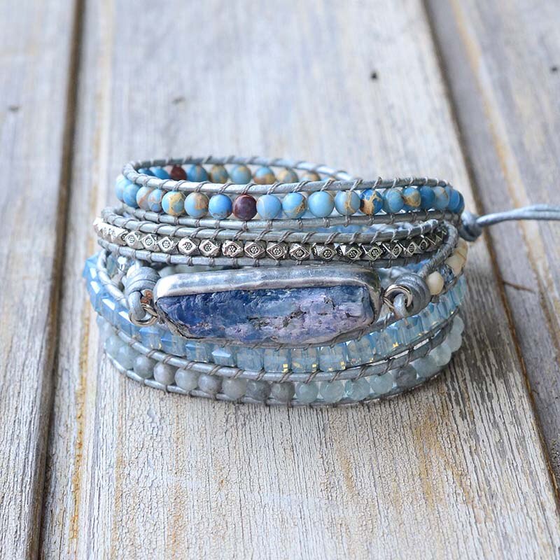 Spirit Jasper & Amazonite Protection Bracelet - Wrap Bracelets - Pretland | Spiritual Crystals & Jewelry