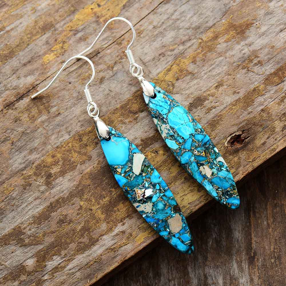 Gorgeous Ocean Jasper Earrings - Earrings - Pretland | Spiritual Crystals & Jewelry