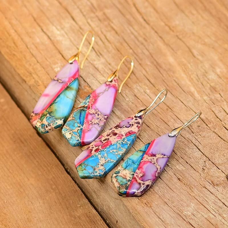 Pennyroyal Emperor Stone Deltoid Earrings - Drop Earrings - Pretland | Spiritual Crystals & Jewelry