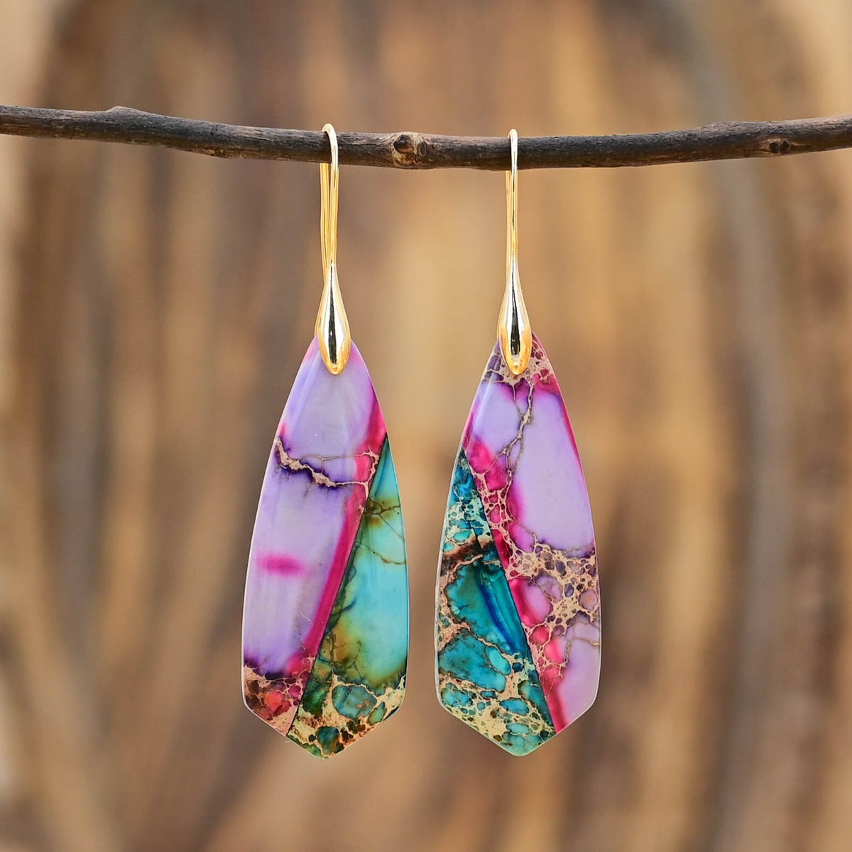 Pennyroyal Emperor Stone Deltoid Earrings - Drop Earrings - Pretland | Spiritual Crystals & Jewelry