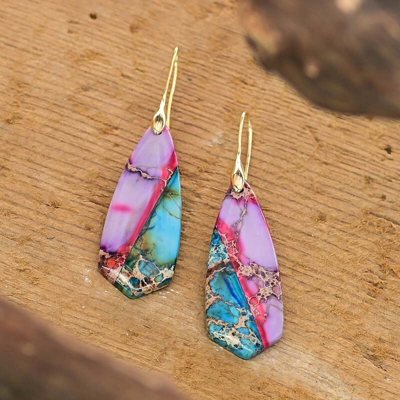 Pennyroyal Emperor Stone Deltoid Earrings - Drop Earrings - Pretland | Spiritual Crystals & Jewelry