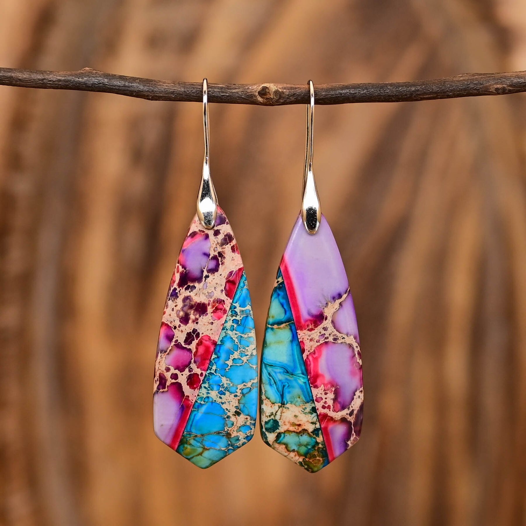 Pennyroyal Emperor Stone Deltoid Earrings - Drop Earrings - Pretland | Spiritual Crystals & Jewelry